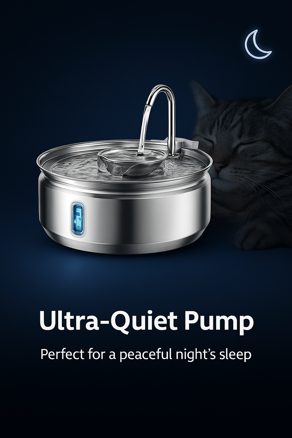 3.2L Stainless Steel Pet Water Fountain – Ultra Quiet Cat & Dog Water Dispenser with LED & Quadruple Filtration