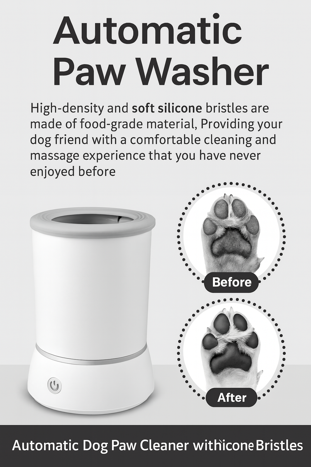 Automatic Electric Dog Paw Cleaner with Silicone Bristles