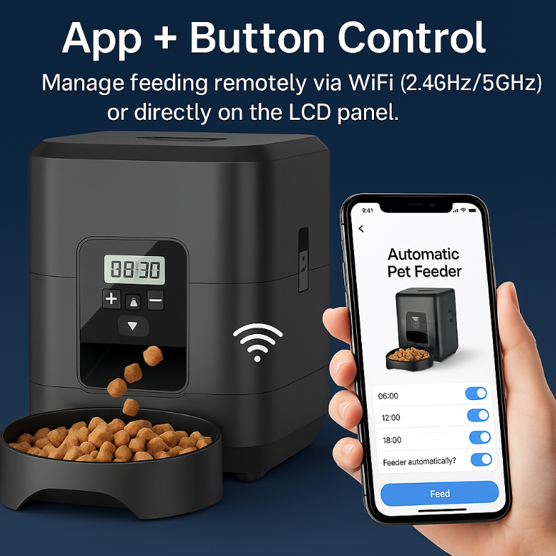 SmartFeast™ 2L Automatic Pet Feeder – WiFi & Programmable Food Dispenser for Cats & Dogs