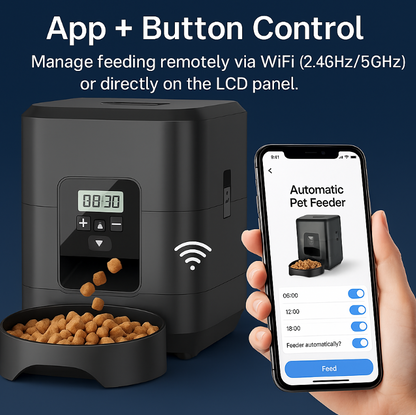 SmartFeast™ 2L Automatic Pet Feeder – WiFi & Programmable Food Dispenser for Cats & Dogs