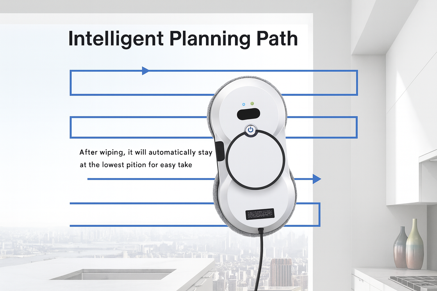 AI Smart Window Cleaning Robot with Auto Water Spray, Remote Control & Safety System – 5600Pa Suction Power
