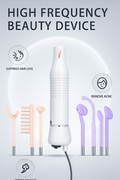 7-in-1 High Frequency Facial Wand – Professional Skin Therapy for Acne, Anti-Aging & Hair Care (Neon & Argon Tubes)