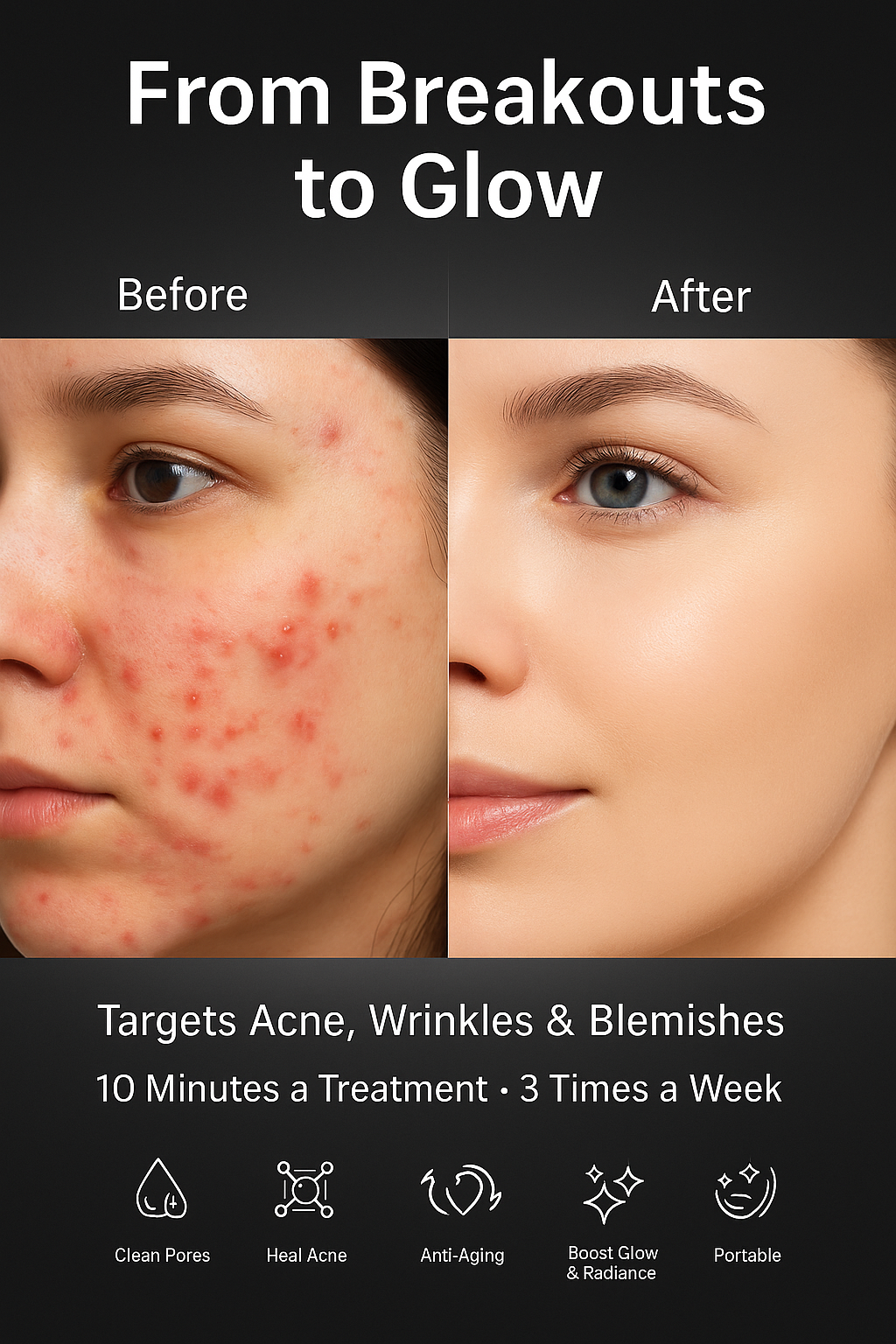 7-in-1 High Frequency Facial Wand – Professional Skin Therapy for Acne, Anti-Aging & Hair Care (Neon & Argon Tubes)