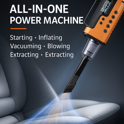 Portable 8-in-1 Car Jump Starter & Power Station – 3000A Peak Battery Booster with Air Compressor, Vacuum Cleaner, Power Bank & LED Flashlight