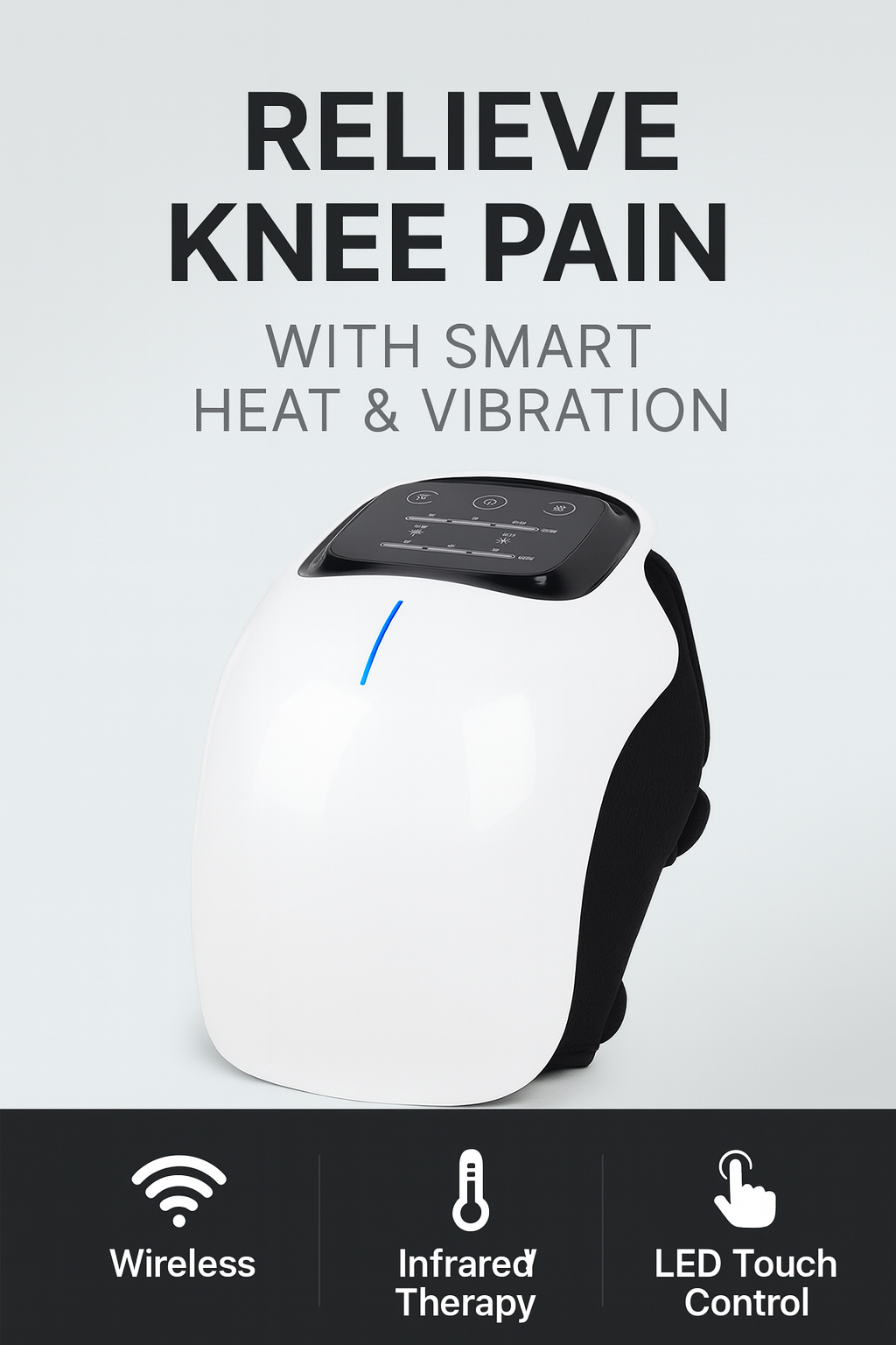 Wireless Pain Relieve Arthritis Knee Massager with Heat & Therapy Functions