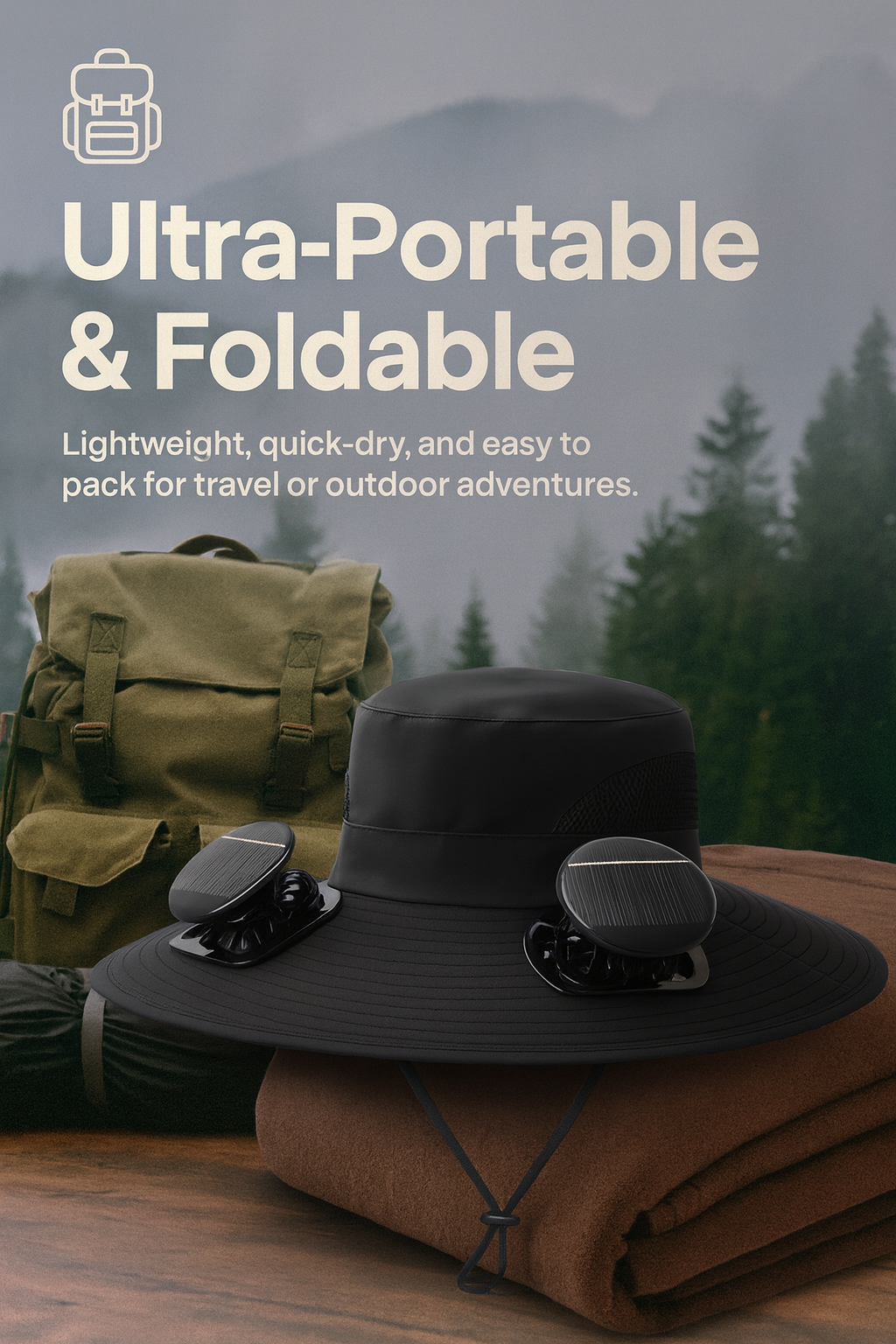 Solar-Powered Cooling Fan Sun Hat – 3-Speed Adjustable, UPF 50+ Protection