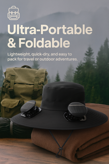 Solar-Powered Cooling Fan Sun Hat – 3-Speed Adjustable, UPF 50+ Protection