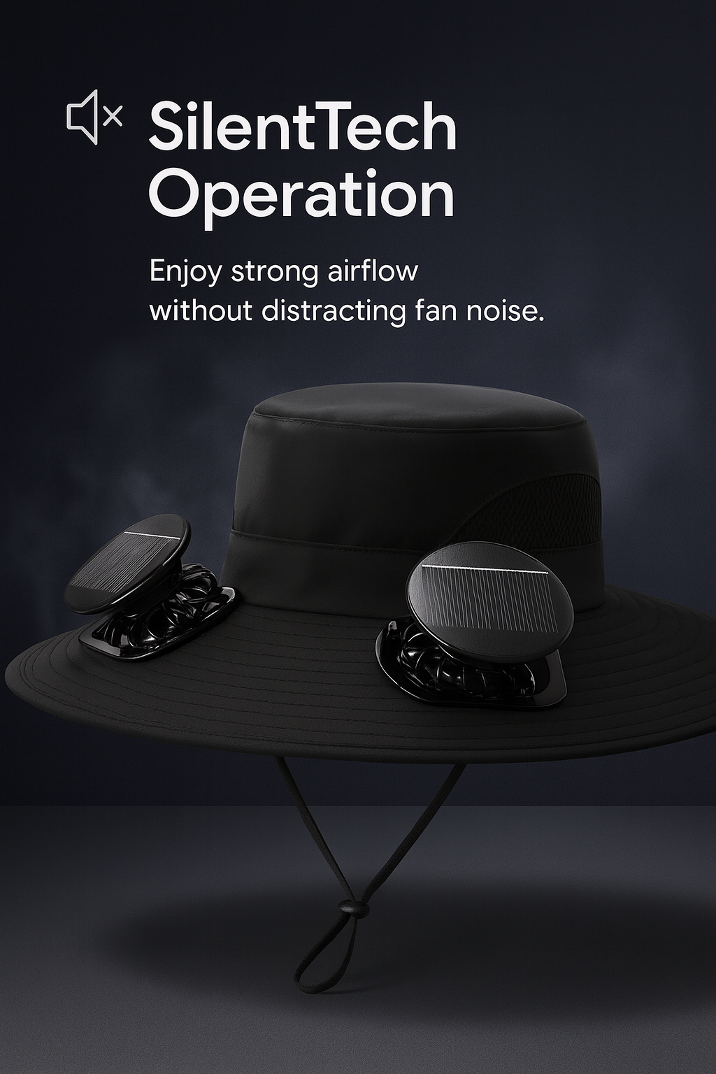 Solar-Powered Cooling Fan Sun Hat – 3-Speed Adjustable, UPF 50+ Protection