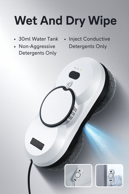 AI Smart Window Cleaning Robot with Auto Water Spray, Remote Control & Safety System – 5600Pa Suction Power