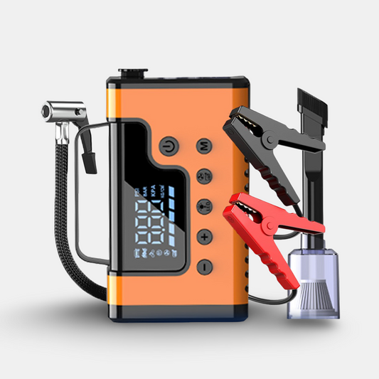 Portable 8-in-1 Car Jump Starter & Power Station – 3000A Peak Battery Booster with Air Compressor, Vacuum Cleaner, Power Bank & LED Flashlight